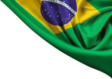 Flag Of Brazil Crop Isolated On White