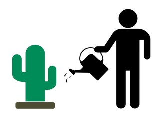 Wall Mural - Homme arrosant un cactus