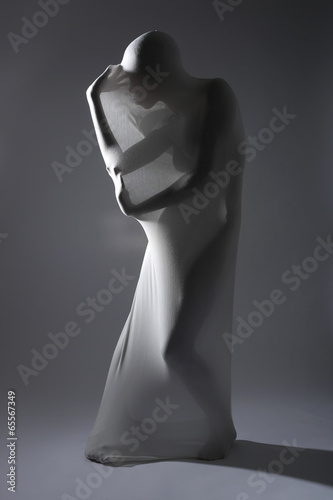 Shapely Woman in Creative Light and Spandex Fabric Canvas-taulu
