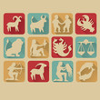 Retro Zodiac Sign Icon Set