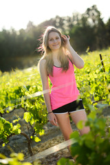 Wall Mural - fitness sport healthy cheerful young woman running outdoor