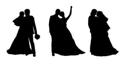 Wall Mural - bride and groom silhouettes set 2