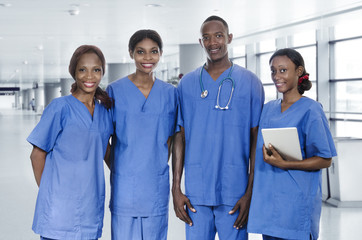 african physician team with tablet pc