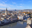 Zurich cityscape, view from Great Minster
