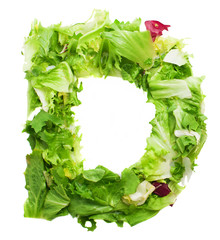 d lettuce letter on a white background