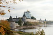 View of the Pskov Kremlin and river in autumn
