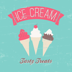 Canvas Print - Vintage Ice Cream Poster