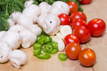 fresh vegetables on the wooden table