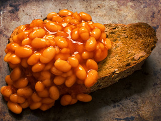 Poster - rustic british food baked beans on toast