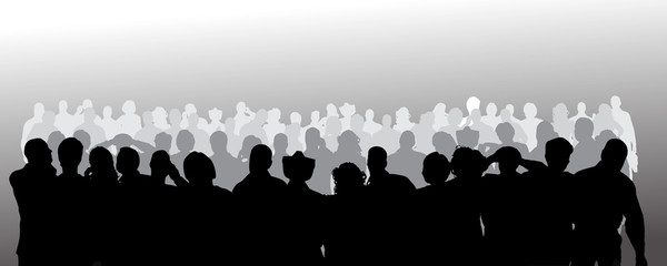 Poster - Vector silhouette of anonymous people.