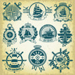 Set of stamp with a nautical theme