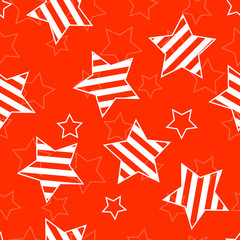 Fototapete - Red seamless background with stars