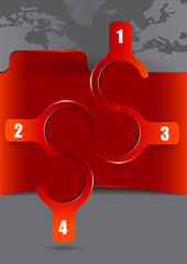 Fototapete - Abstract background with four steps and continents