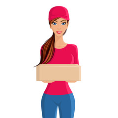 Sticker - Woman delivery person portrait