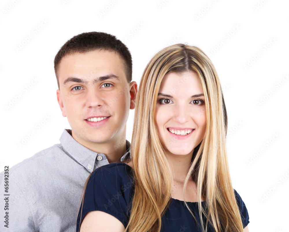 Loving couple isolated on white