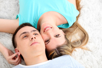 Poster - Beautiful young couple, face portrait