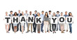 Multi-Ethnic Group Of Diverse People Holding Thank You
