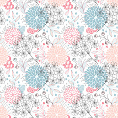 Poster - Seamless floral pattern
