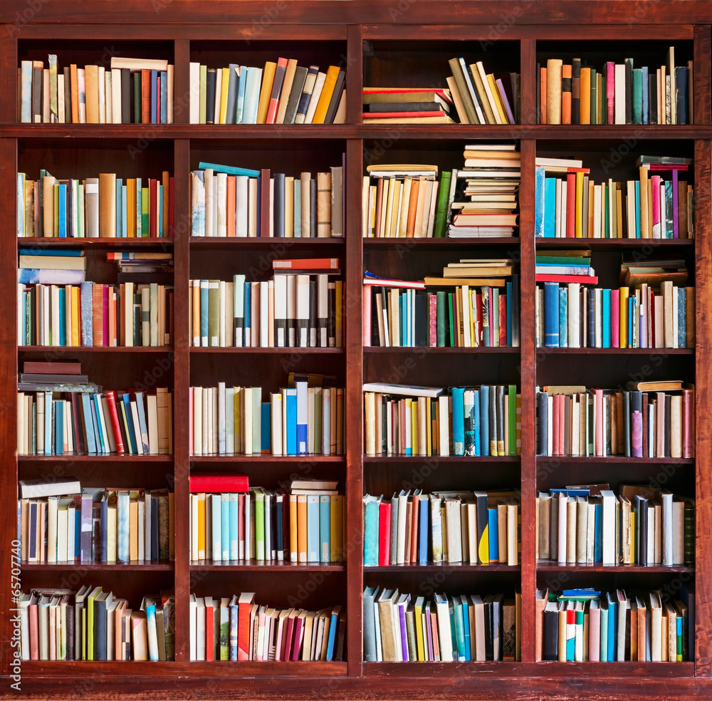 Bookshelf full with books - obrazy, fototapety, plakaty 