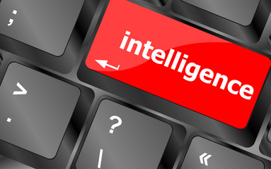 Poster - Close up view on conceptual keyboard - intelligence