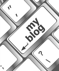 Poster - my blog button on the keyboard key close-up, keyboard keys