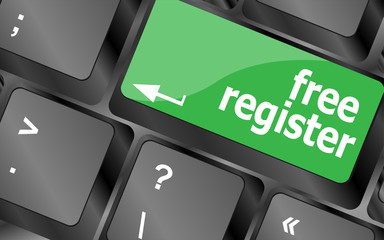 Poster - free register computer key showing internet login