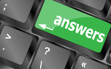 Poster - get answers concept on the modern keyboard keys