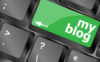 Poster - my blog button on the keyboard key close-up, keyboard keys