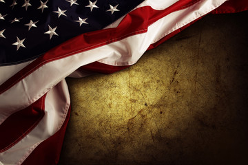 Wall Mural - American flag on grunge background
