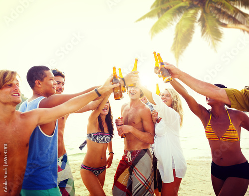 Fotografie, Obraz Diverse Multiethnic People Partying and Toasting
