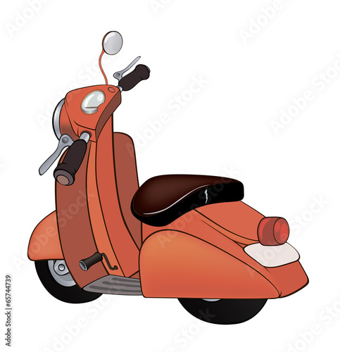Obraz w ramie Motor scooter cartoon