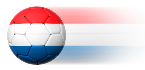 Wall Mural - Soccer ball with Dutch flag in motion isolated