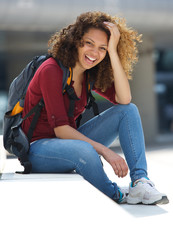 Wall Mural - Female college student smiling outdoors