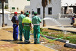 Men watering the garden, municipal service