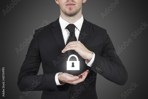 Fotografia lock security businessman protect in office ambience