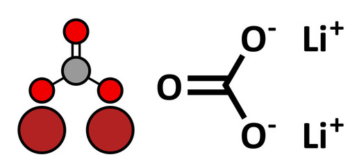 Canvas Print - Lithium carbonate (Li2CO3) bipolar disorder drug.