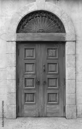 Naklejka - mata magnetyczna na lodówkę wooden door and wall