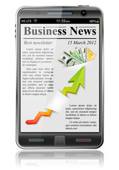 Canvas Print - Business News on Smart Phone