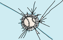Baseball Stuck In Glass
