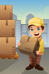 Wall Mural - Delivery man in the city