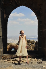 Wall Mural - Young lady in the Belvoir Fortress (Cochav HaYarden), Israel