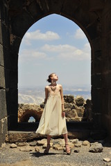 Wall Mural - Young lady in the Belvoir Fortress (Cochav HaYarden), Israel