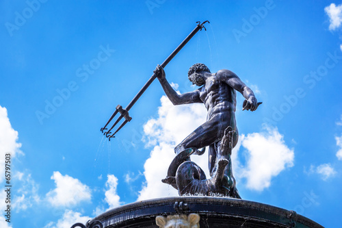 Naklejka dekoracyjna Famous Neptune fountain, symbol of Gdansk, Poland