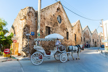 Traditional Venetian Brougham And Horse At Greece