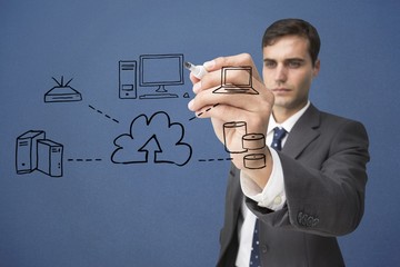 Poster - Composite image of businessman writing doodle