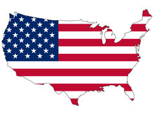 Vector Map With The Flag Inside - United States.