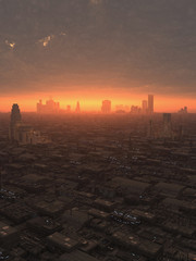 Wall Mural - Future City at Sunset