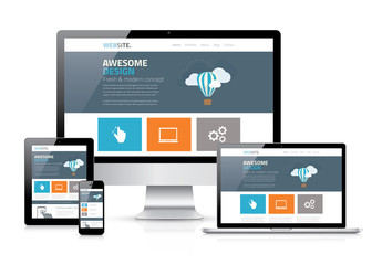 Fototapete - Modern flat web design in responsive website vector