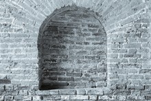 Old Brick Wall Gray Color With A Arch In Niche