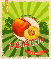 Wall Mural - Peach retro poster